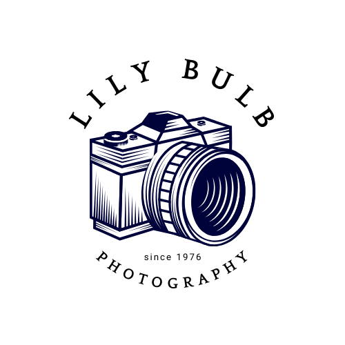 PNG image of a retro camera styled in a modern way with the company name arched in a circle around it.