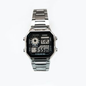 world time silver watch by Casio