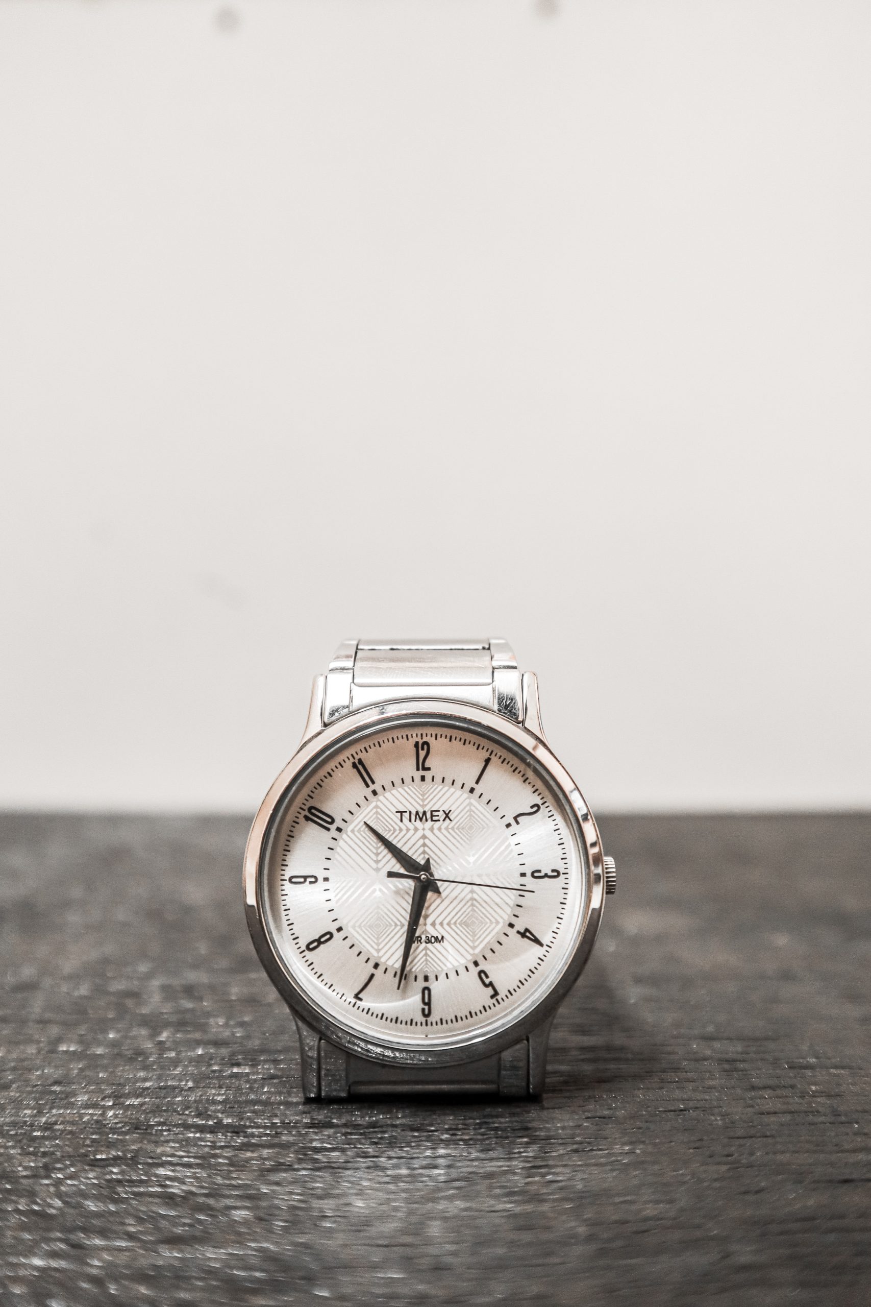 Timex Stainless Steel watch with a art deco pearl face and silver details.